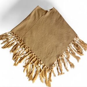 XOXO Camel Fringe Knit Poncho